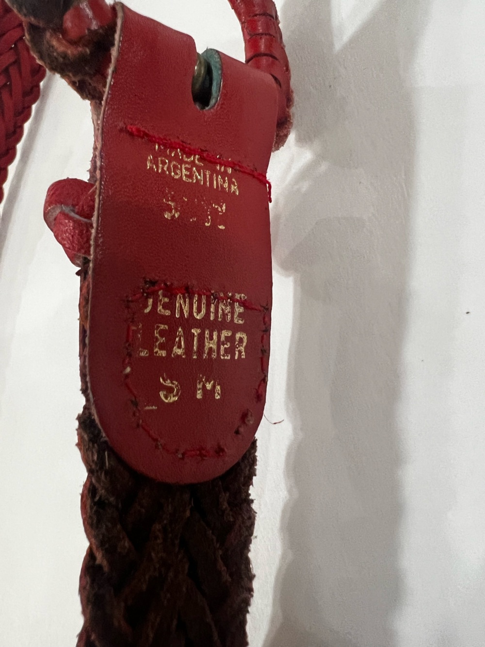 Genuine Leather Braided Belt Red Made in Argentina Western Boho - Picture 5 of 9